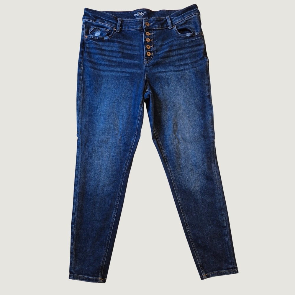 Edgely High Rise Super Skinny Jeans 18W Button Fly Stretch Dark Wash Denim 0079